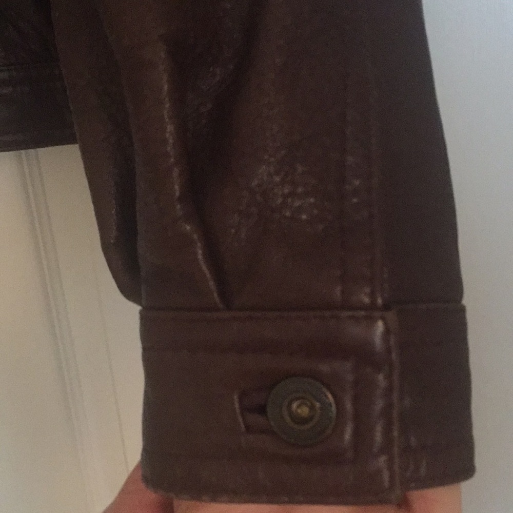 Ann Taylor leather bomber trucker jacket, vintage - Picture 4 of 13